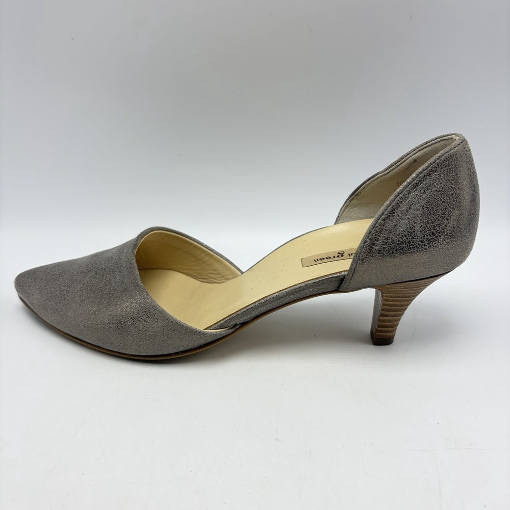 Paul Green Julia d'orsay Women 7.5 Silver Gray Metallic Kitten Heels Lightweight
